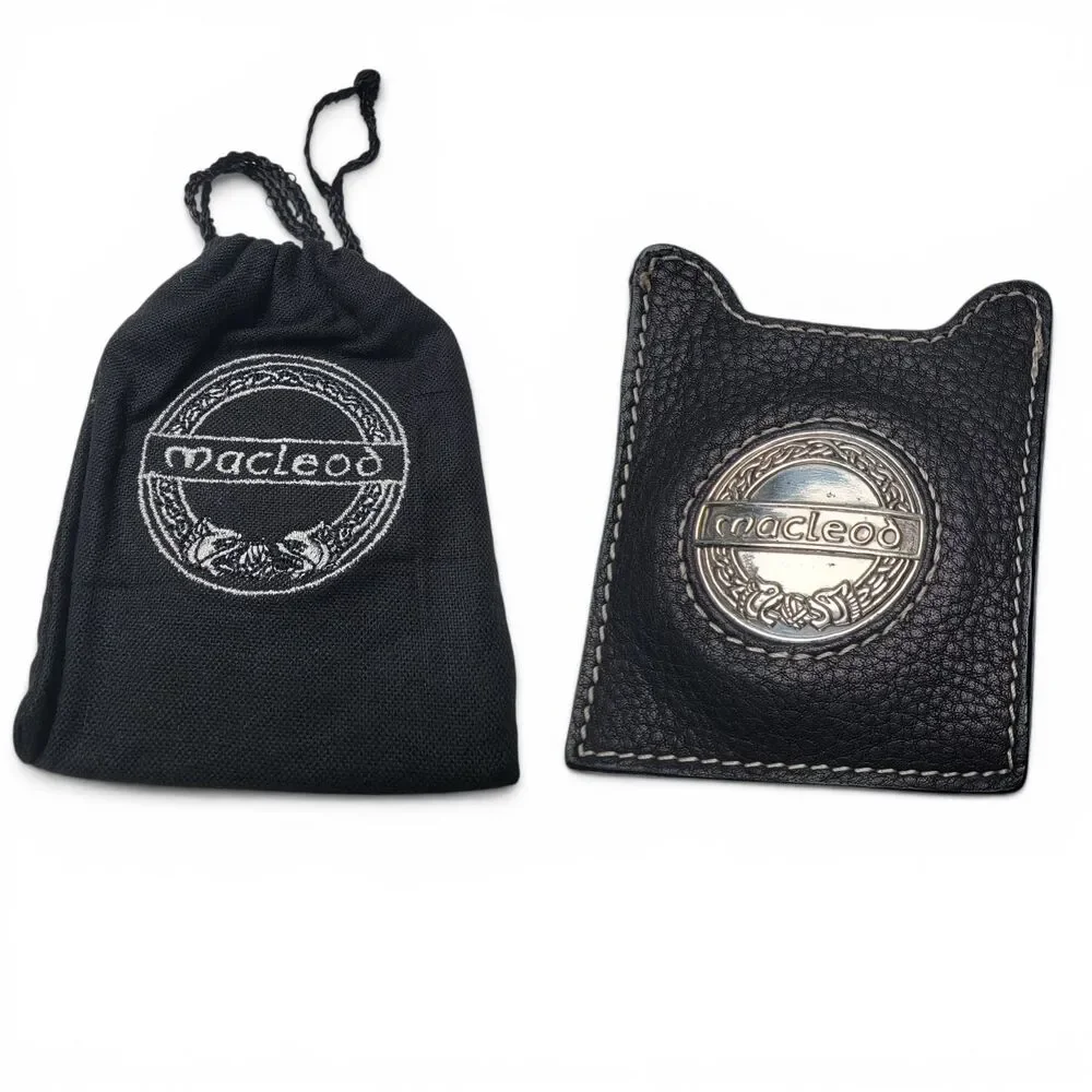 Highlander Duncan MacLeod Fossil Leather Money Clip Black w/ Storage Pouch VTG